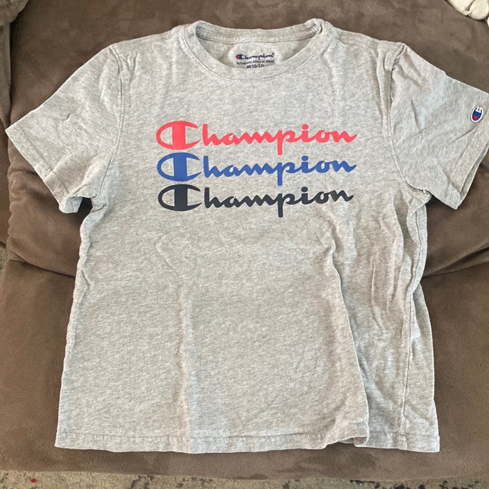 Gray boys Champion tshirt.